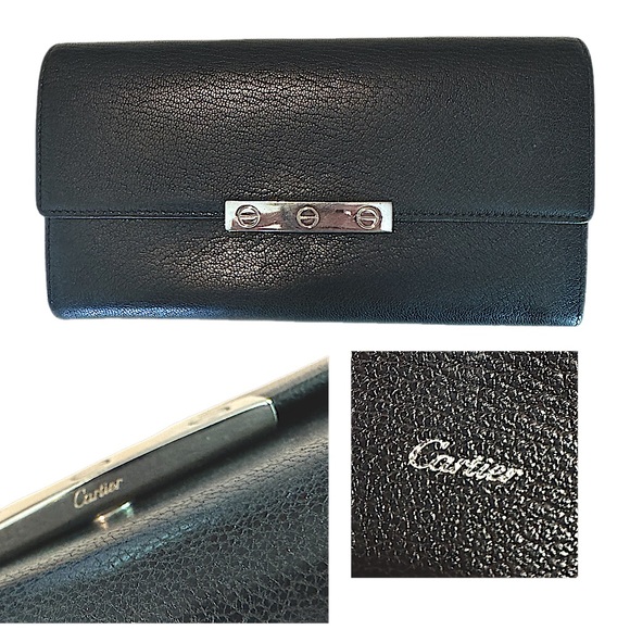 Cartier Handbags - CARTIER LOVE COLLECTION LONG WALLET BLACK LEATHER AUTHENTIC